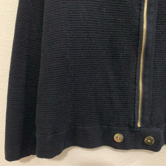 CHICO’S Moto Zip Cardigan Sweater Jacket Women’s Size 2 Large Black Textured. - Picture 4 of 13
